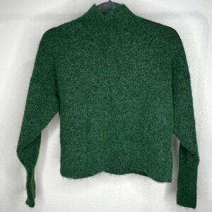 Top Shop green fuzzy fluffy knit sweater Xs